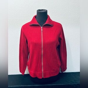 Talbots Women's Red Fleece Full Zip-up Jacket